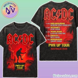 AC DC PWR UP Australia Tour 2025 Event Tee Start In Melbourne On November 12 2025 Black Washed T-Shirt