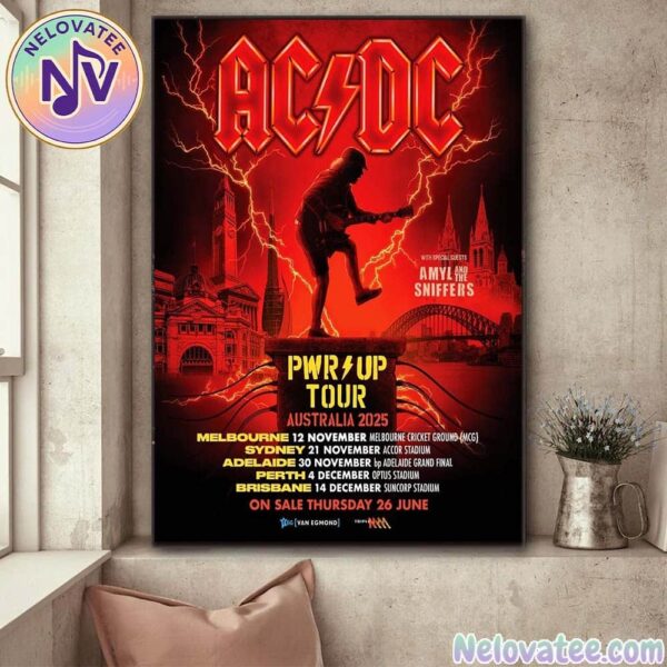AC DC PWR UP Australia Tour 2025 Event Tee Start In Melbourne On November 12 2025 Home Decor Poster Canvas