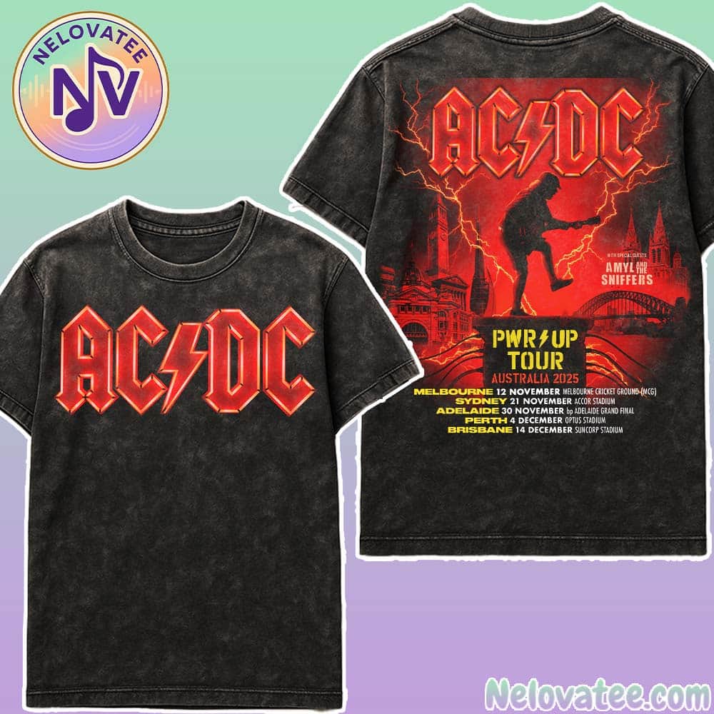 ACDC PWR Up Tour Australia 2025 Tee For November To December In Melbourne Sydney Adelaide Perth Brisbane Washed T-Shirt ACDC PWR Up Tour Australia 2025 Tee For November To December In Melbourne Sydney Adelaide Perth Brisbane Washed T-Shirt