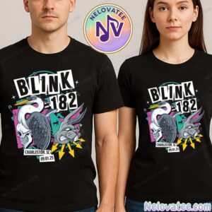 Blink 182 Charleston SC 2025 Merch Tee For September 1 At Credit One Stadium Missionary Impossible Tour 2025 Black T-Shirt