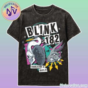 Blink 182 Charleston SC 2025 Merch Tee For September 1 At Credit One Stadium Missionary Impossible Tour 2025 Tee Washed T-Shirt