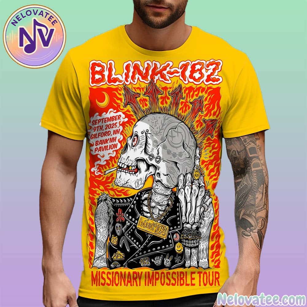Blink-182 Gilford New Hampshire Missionary Impossible Tour 2025 Official Poster For September 9th At BankNH Pavilion All Over Print Shirt