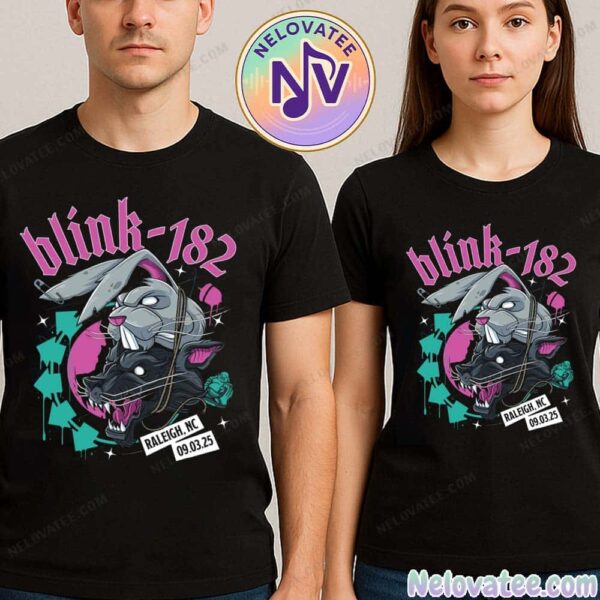 Blink 182 Missionary Impossible Tour 2025 Raleigh North Carolina Collection Tee On September 3 2025 For Coastal Credit Union Music Park At Walnut Creek T-Shirt