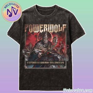 Powerwolf Blood Moon Total Lunar Eclipse With Dragonforce Poster 7 September North American Tour 2025 Black Washed T-Shirt