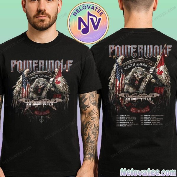 Powerwolf North American Tour 2025 Dates List For September And November With Dragonforce Two Sided Print T-Shirt
