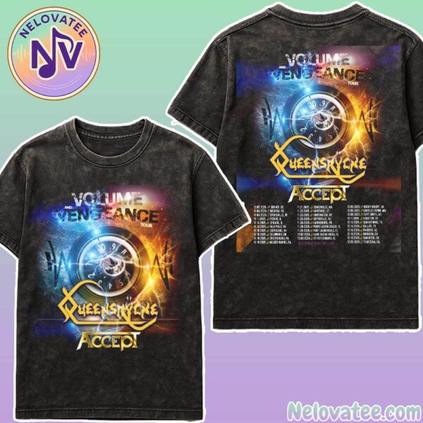 Queensryche Volume And Vengeance Tour For Fall Of 2025 Cities List For November To December Washed T-Shirt