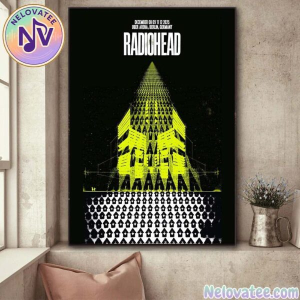 Radiohead Berlin Germany 2025 Poster Show At Uber Arena For December 8th 9th 11th And 12th Europe Tour 2025 Home Decor Poster Canvas