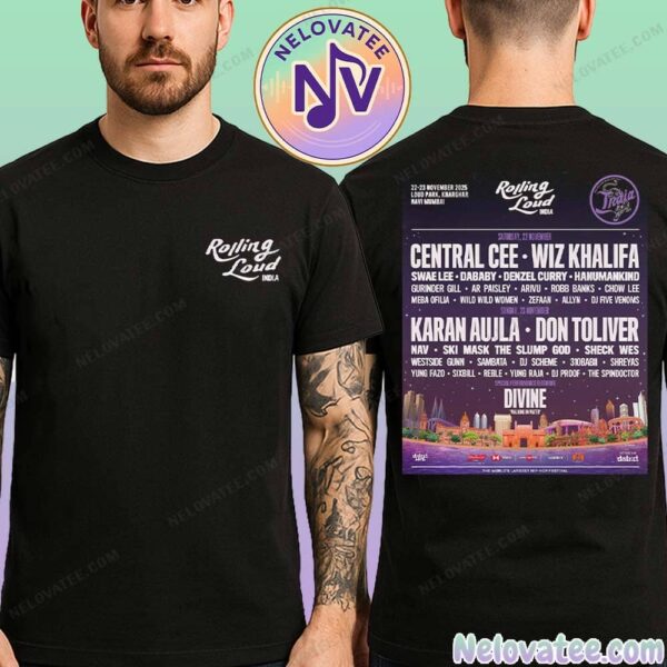 Rolling Loud India Festival 2025 Full Lineup Poster On 22 And 23 November 2025 At Loud Park Kharghar Navi Mumbai Two Sided Print Unisex T-Shirt