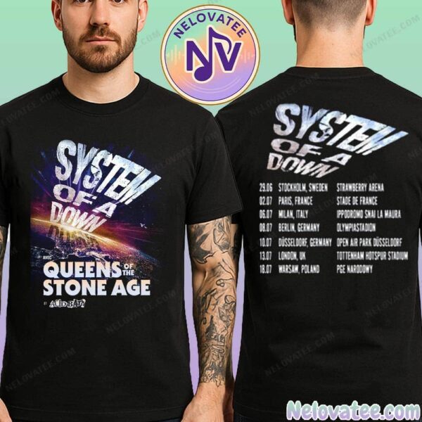 System Of A Down Europe UK Summer Tour 2026 Cities List Kicks Off In Sweden On June 29 2026 Two Sided Print Unisex T-Shirt