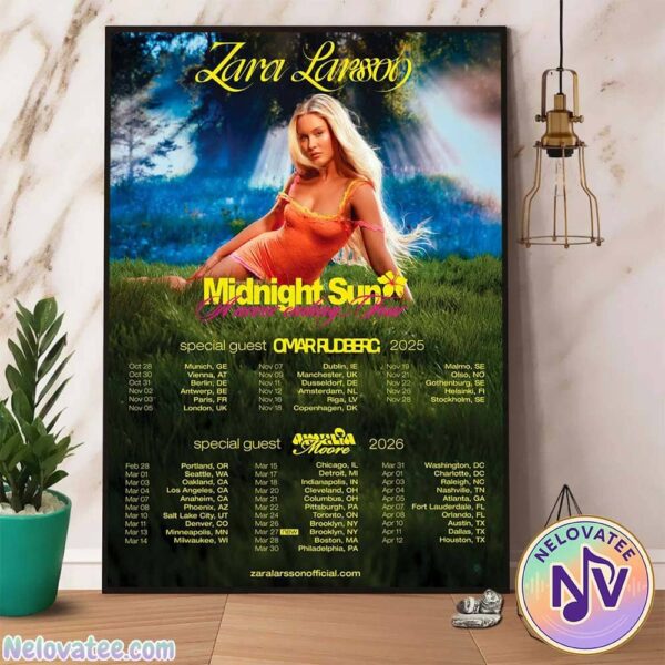 Zara Larsson Midnight Sun Tour 2025-2026 Kiccks Off In Munich GE On October 28 2025 Home Decor Poster Canvas